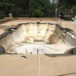 before image of dirty pool filled with debris